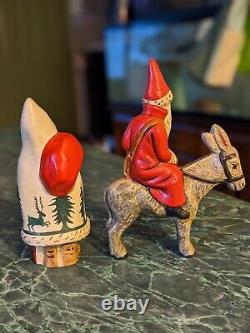 Vaillancourt Folk Art Father Christmas santa figurine set chalkware