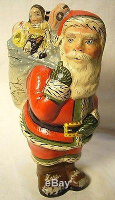 Vaillancourt Folk Art Santa with Tree Back signed Judi