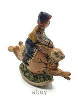 Vaillancourt Limited Edition Boy Riding Bunny in Egg Rocker Chalkware Figurine