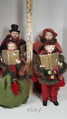 Valerie Parr Hill Dickens Carolers Victorian Christmas Family of 4 Set