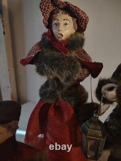 Valerie Parr Hill Dickens-Style Victorian Christmas Caroler Family Set of 4