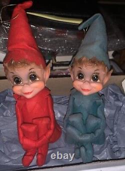 Very Rare Green Pixie Elf&Original Red KamarElf On The Shelf1968 Made In Japan