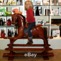 Victorian Handmade Real Solid Wood 56 Rocking Horse