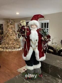Victorian Santa Claus Large 32 Velvet cape figurine statue door greeter decor