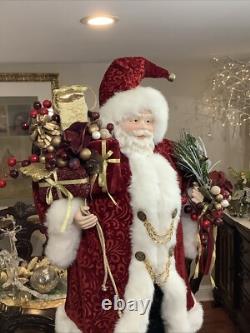 Victorian Santa Claus Large 32 Velvet cape figurine statue door greeter decor