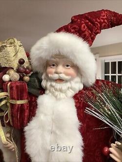 Victorian Santa Claus Large 32 Velvet cape figurine statue door greeter decor