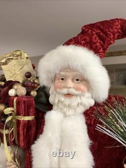 Victorian Santa Claus Large 32 Velvet cape figurine statue door greeter decor