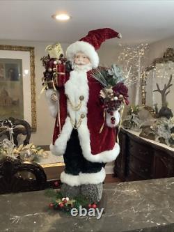 Victorian Santa Claus Large 32 Velvet cape figurine statue door greeter decor