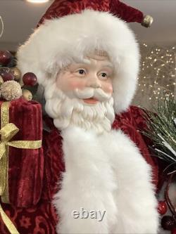 Victorian Santa Claus Large 32 Velvet cape figurine statue door greeter decor