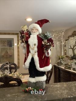 Victorian Santa Claus Large 32 Velvet cape figurine statue door greeter decor