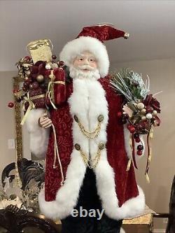 Victorian Santa Claus Large 32 Velvet cape figurine statue door greeter decor