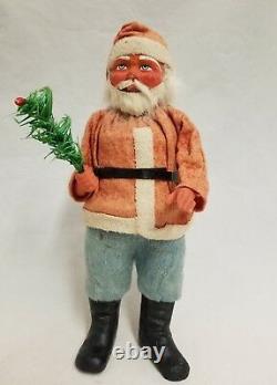 Vintage 1920's German Santa Woodcutter Paper Mache Candy Container 10.5