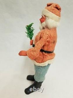 Vintage 1920's German Santa Woodcutter Paper Mache Candy Container 10.5
