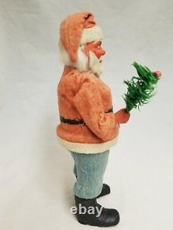 Vintage 1920's German Santa Woodcutter Paper Mache Candy Container 10.5