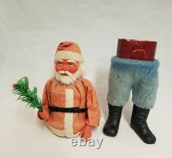 Vintage 1920's German Santa Woodcutter Paper Mache Candy Container 10.5