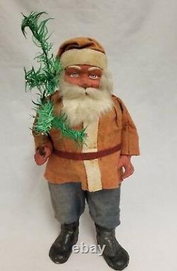 Vintage 1920's German Santa Woodcutter Paper Mache Candy Container 14