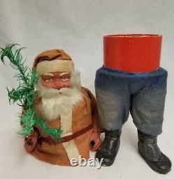 Vintage 1920's German Santa Woodcutter Paper Mache Candy Container 14