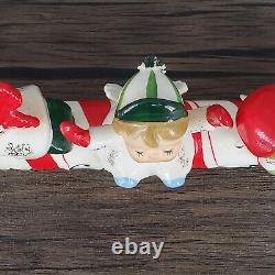 Vintage 1950's Geo Z Lefton Christmas Kid Angels Riding Candy Cane AR626 in Box
