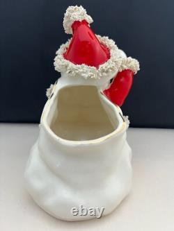 Vintage 1950's Napco Spaghetti Trim Santa Claus candy bowl withorig mfg sticker