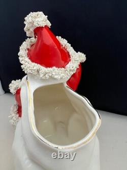 Vintage 1950's Napco Spaghetti Trim Santa Claus candy bowl withorig mfg sticker
