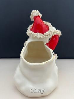 Vintage 1950's Napco Spaghetti Trim Santa Claus candy bowl withorig mfg sticker