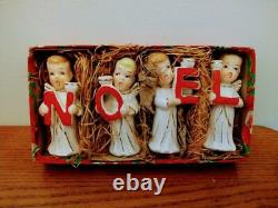 Vintage 1950s 1960s Angel NOEL Candleholders in Box Japan Figurine