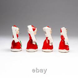 Vintage 1950s Christmas Noel Girls Carolers Elves Pixies Figurines Japan 4 Pcs