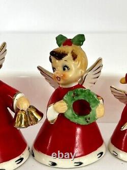 Vintage 1950s NAPCO JAPAN NOEL Girl Angel Bell Figurine Ornaments Set Of 4