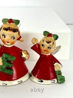 Vintage 1950s NAPCO JAPAN NOEL Girl Angel Bell Figurine Ornaments Set Of 4