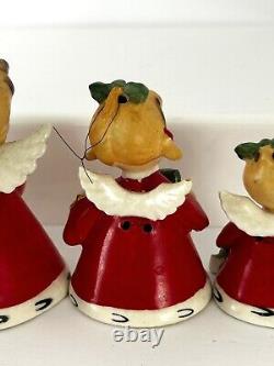 Vintage 1950s NAPCO JAPAN NOEL Girl Angel Bell Figurine Ornaments Set Of 4