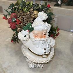 Vintage 1950s NAPCO Spaghetti Trim Santa Claus Planter Gold Trim 10