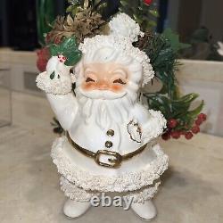 Vintage 1950s NAPCO Spaghetti Trim Santa Claus Planter Gold Trim 10