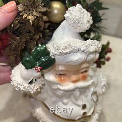 Vintage 1950s NAPCO Spaghetti Trim Santa Claus Planter Gold Trim 10