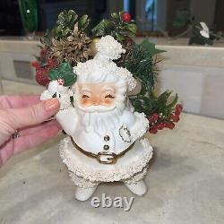 Vintage 1950s NAPCO Spaghetti Trim Santa Claus Planter Gold Trim 10