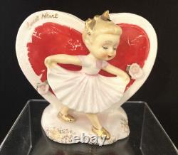 Vintage 1950s Napco Girl L Heart Planter Valentine Sweet Heart Rare Japan S719B