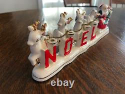 Vintage 1950s Relco Christmas Santa and Sleigh NOEL Candle Holder