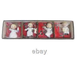 Vintage 1956 Napco NOEL Angel Candle Holders Happy Yuletide Quartet NEW