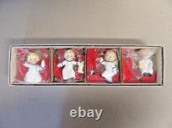Vintage 1956 Napco NOEL Angel Candle Holders Happy Yuletide Quartet NEW