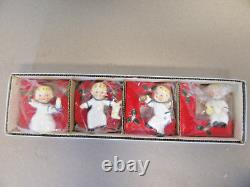Vintage 1956 Napco NOEL Angel Candle Holders Happy Yuletide Quartet NEW
