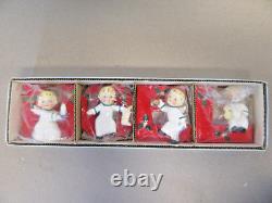 Vintage 1956 Napco NOEL Angel Candle Holders Happy Yuletide Quartet NEW