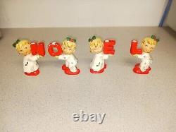 Vintage 1959 NAPCO NOEL Angel Children Ceramic Candle Holders Christmas Angels