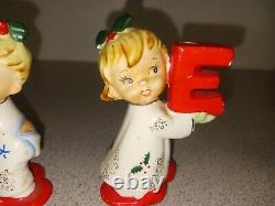 Vintage 1959 NAPCO NOEL Angel Children Ceramic Candle Holders Christmas Angels