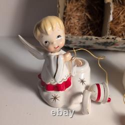 Vintage 1961 Holt Howard RARE Christmas Boy Angel Candle Holders JAPAN Kitschy