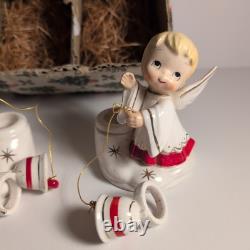 Vintage 1961 Holt Howard RARE Christmas Boy Angel Candle Holders JAPAN Kitschy