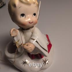 Vintage 1961 Holt Howard RARE Christmas Boy Angel Candle Holders JAPAN Kitschy