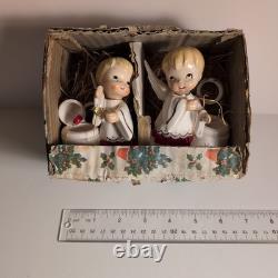 Vintage 1961 Holt Howard RARE Christmas Boy Angel Candle Holders JAPAN Kitschy