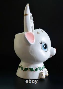 Vintage 1962 Napco Christmas Rudolph Reindeer Head Vase Planter ICX-5477