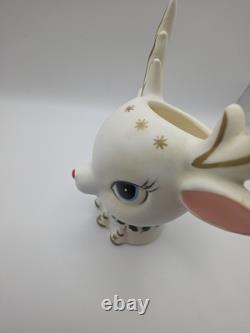 Vintage 1962 Napco Christmas Rudolph Reindeer Head Vase Planter ICX-5477