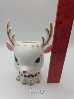 Vintage 1962 Napco Christmas Rudolph Reindeer Head Vase Planter ICX-5477