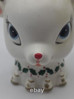 Vintage 1962 Napco Christmas Rudolph Reindeer Head Vase Planter ICX-5477